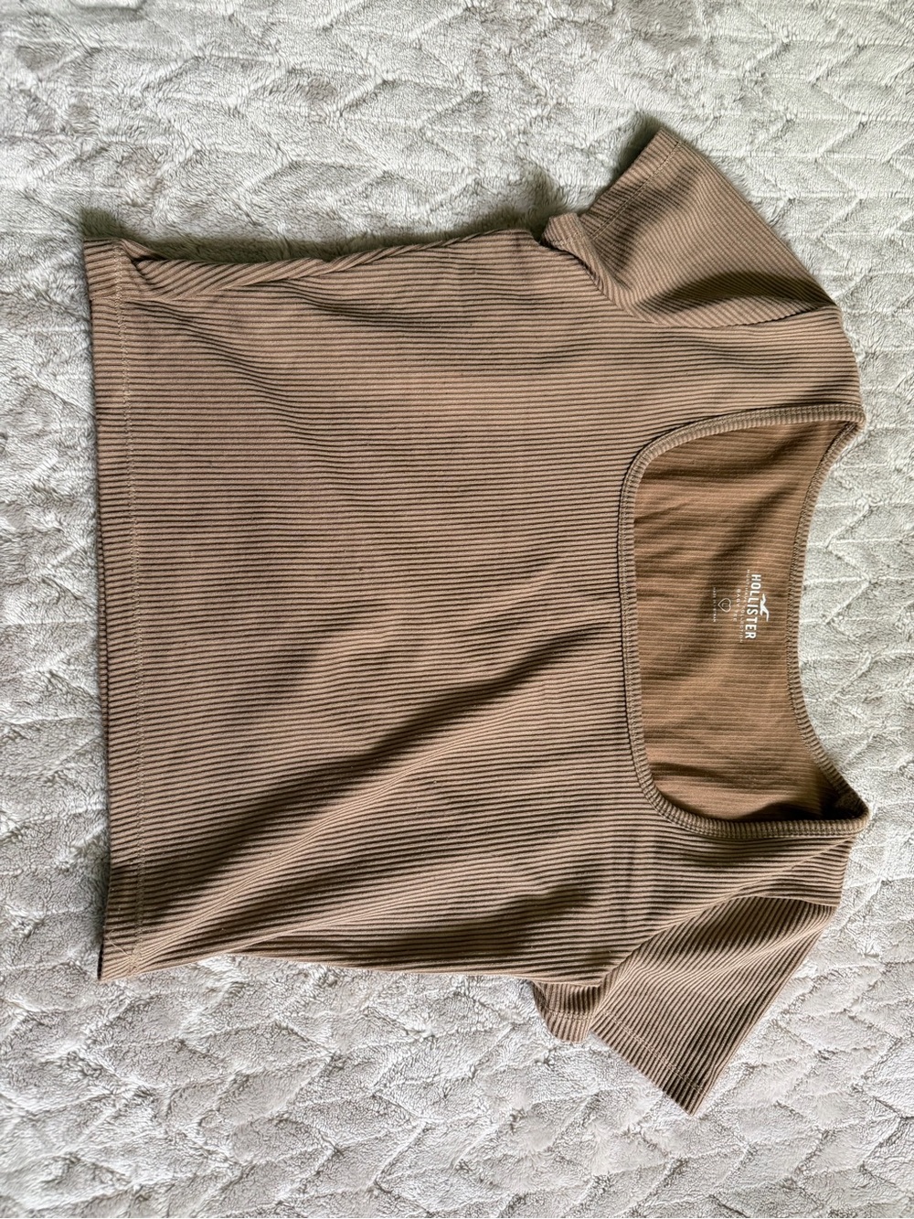 Hollister Ribbed Scoop Neck Short Sleeve Top - Brown